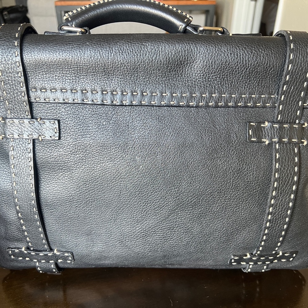 FENDI Black Leather Briefcase with Stitch Detail - Picture 6 of 13